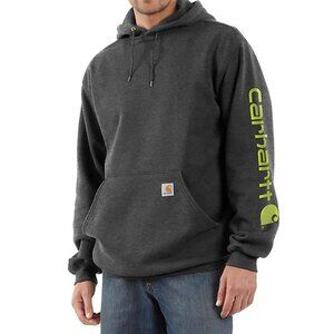 Carhartt • Men’s Midweight Sleeve Logo Hoodie • Large • Heather Grey and Green